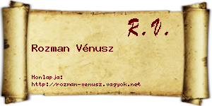 Rozman Vénusz névjegykártya